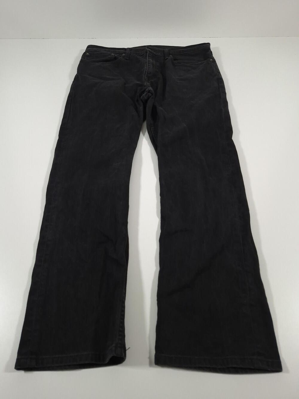 Levis 559 Relaxed Straight Jeans Mens 36x32 Black Charcoal Wash Stretch Denim